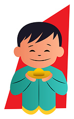 Image showing Cute cartoon chinese boy vector illustartion on background