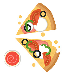 Image showing Two slices of pizza with mozzarellaPrint