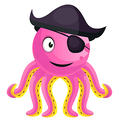 Image showing Smiling octopus with an eyepatch illustration vector on white ba