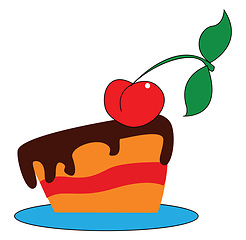 Image showing Cherry cake vector or color illustration