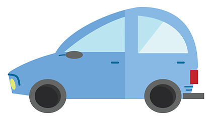 Image showing Clipart of a blue passenger car rolling on the road vector color