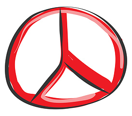 Image showing Painting of Mercedes logo in red color vector or color illustrat