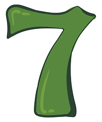 Image showing Clipart number-7 in green color vector or color illustration