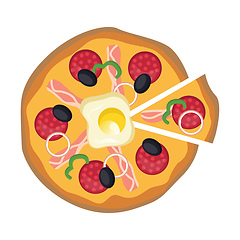 Image showing Pizza with one cut piece vector illustration on a white backgrou