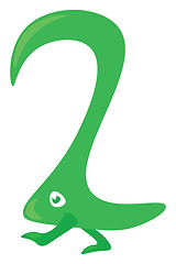 Image showing Green animal shaped numerical number two vector or color illustr