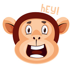 Image showing Monkey is saying hey, illustration, vector on white background.