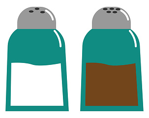 Image showing Salt and pepper in blue-colored shakers vector or color illustra