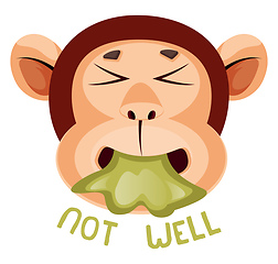 Image showing Monkey is throwing up, illustration, vector on white background.