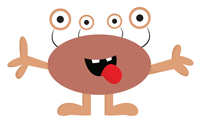 Image showing 4 eyed monster with arms and legs illustration vector on white b
