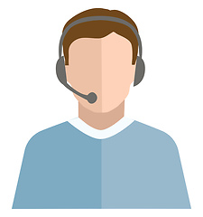 Image showing A telephone operator with his headset vector or color illustrati