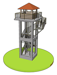 Image showing 3D vector illustration on white background  of a watch tower