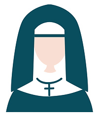 Image showing Blue silhouette of a female Christian missionary or nun vector c