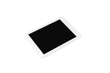 Image showing Modern touch screen tablet isolated on white studio background with copyspace