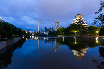 Image showing Japanese Castle in Hiroshima at night