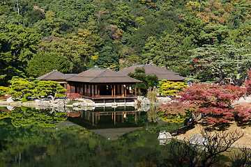 Image showing Ritsurin Garden in Japan at autumn