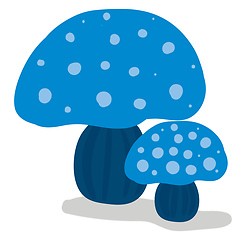 Image showing Clipart of two beautiful blue-colored mushrooms vector or color 