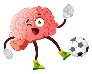 Image showing Brain is playing football, illustration, vector on white backgro