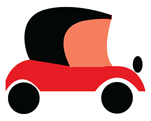 Image showing Red and black old vintage motor car vector or color illustration