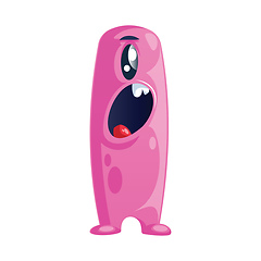 Image showing Pink tall monster character with open mouth white background vec