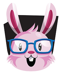 Image showing Happy face of pink easter bunny with eyeglasses illustration web