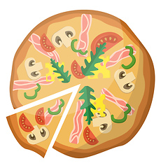 Image showing Bacon and vegetables pizzaPrint