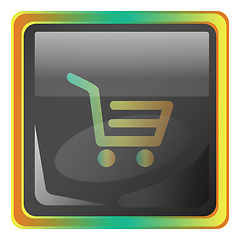 Image showing Cart grey square vector icon illustration with yellow and green 
