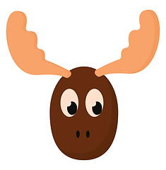 Image showing Painting of the face of a brown moose vector or color illustrati