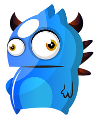 Image showing Blue monster with horns illustration vector on white background