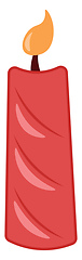 Image showing A red burning candle vector or color illustration