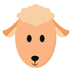 Image showing Cartoon face of a peach-colored sheep vector or color illustrati