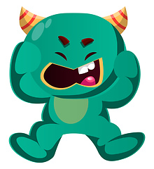 Image showing Angry green monster vector illustration