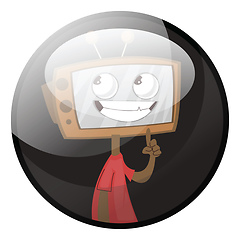 Image showing Cartoon character of human looking tv vector illustration in gre