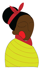 Image showing Black skinned woman in traditional clothes illustration color ve