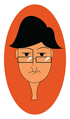 Image showing A portrait of a sad boy wearing glasses vector or color illustra