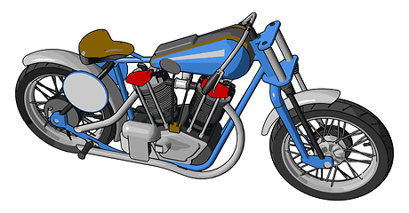 Image showing Blue and grey vintage motorcycle vector illustration on white ba