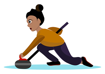 Image showing Clipart of a girl curling player vector or color illustration