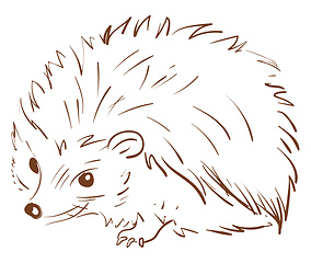 Image showing A brown sketch of an animal hedgehog vector or color illustratio