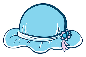 Image showing A blue women\'s hat with pink flowers looks beautiful vector or c