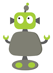 Image showing Cartoon of a green and grey robot looks cute vector or color ill