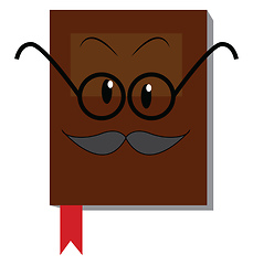 Image showing Brown book with mustache and glasses illustration print vector o