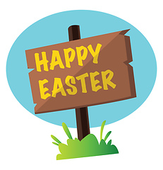 Image showing Happy Easter sign in the grass illustration web vector on a whit