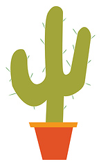 Image showing A trident shape cactus in earthen pot vector or color illustrati