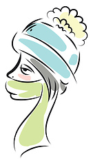 Image showing Woman in a winter hat and scarf illustration color vector on whi