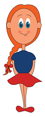 Image showing A beautiful small girl in a blue top and a brown skirt vector or