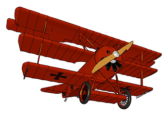 Image showing Triplane a vintage three vertical wing airplane vector or color 