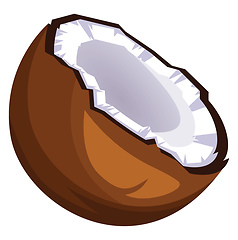 Image showing Brown coconut cut in half cartoon fruit vector illustration on w