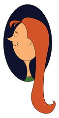 Image showing Portrait of a smiling girl in her long orange hair set over blue