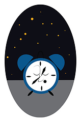 Image showing An alarm clock at night, vector color illustration.