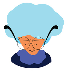 Image showing An old woman wearing a round eye glass is looking down vector co