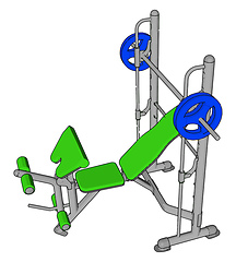 Image showing 3D vector illustration of a green gym weight lifting device on w